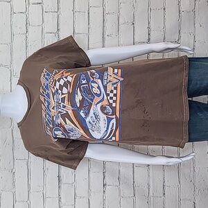 Licensed Band Merch Van Halen '84 Racing Short Sleeve Crew Neck Tee Brown - NWOT